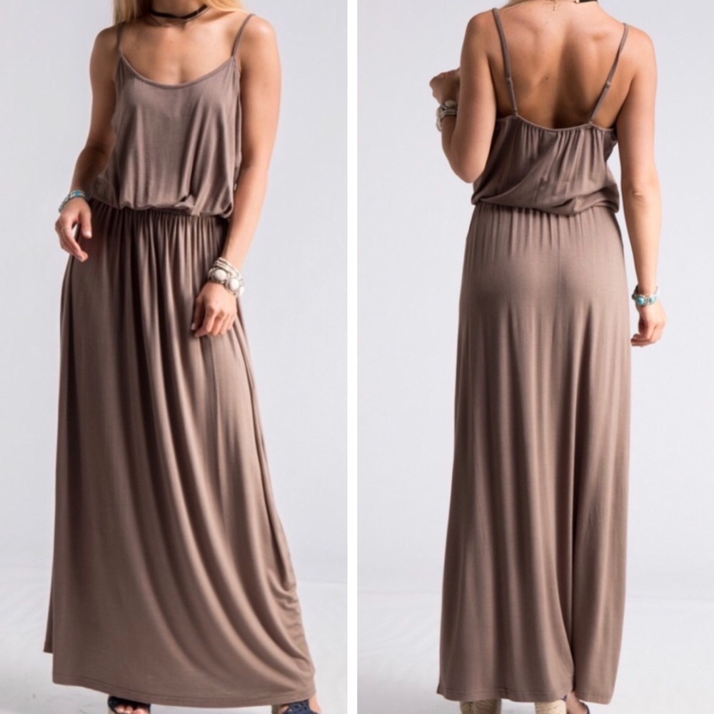 Mocha Spaghetti Strap Maxi Dress